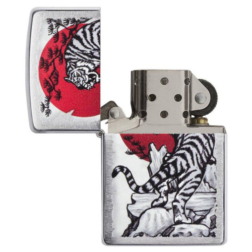 499 ZIPPO ЗажигалкаAsian Tiger с покрытием Brushed Chrome фото 2